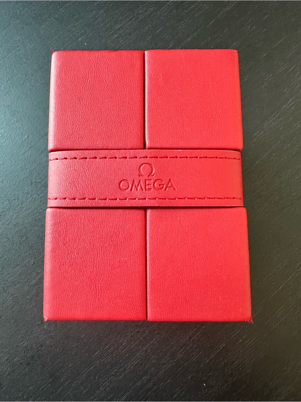 Omega Red Leather Watch Travel Case